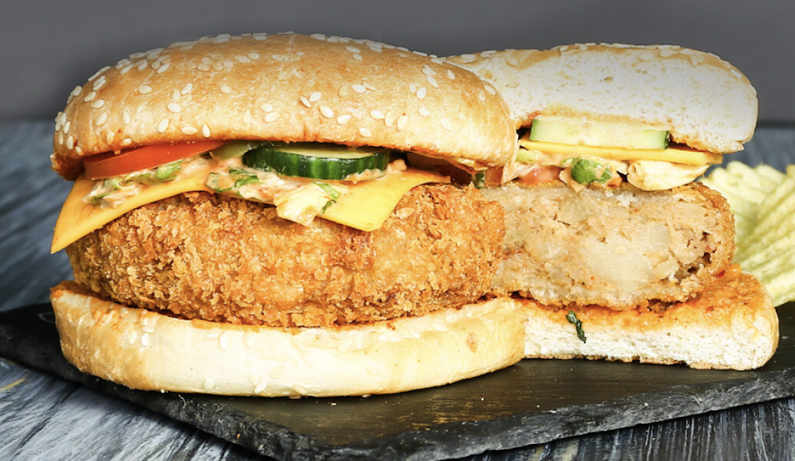 Cheesy Cheddar Paneer - Best Vegetarian Burger in Delta